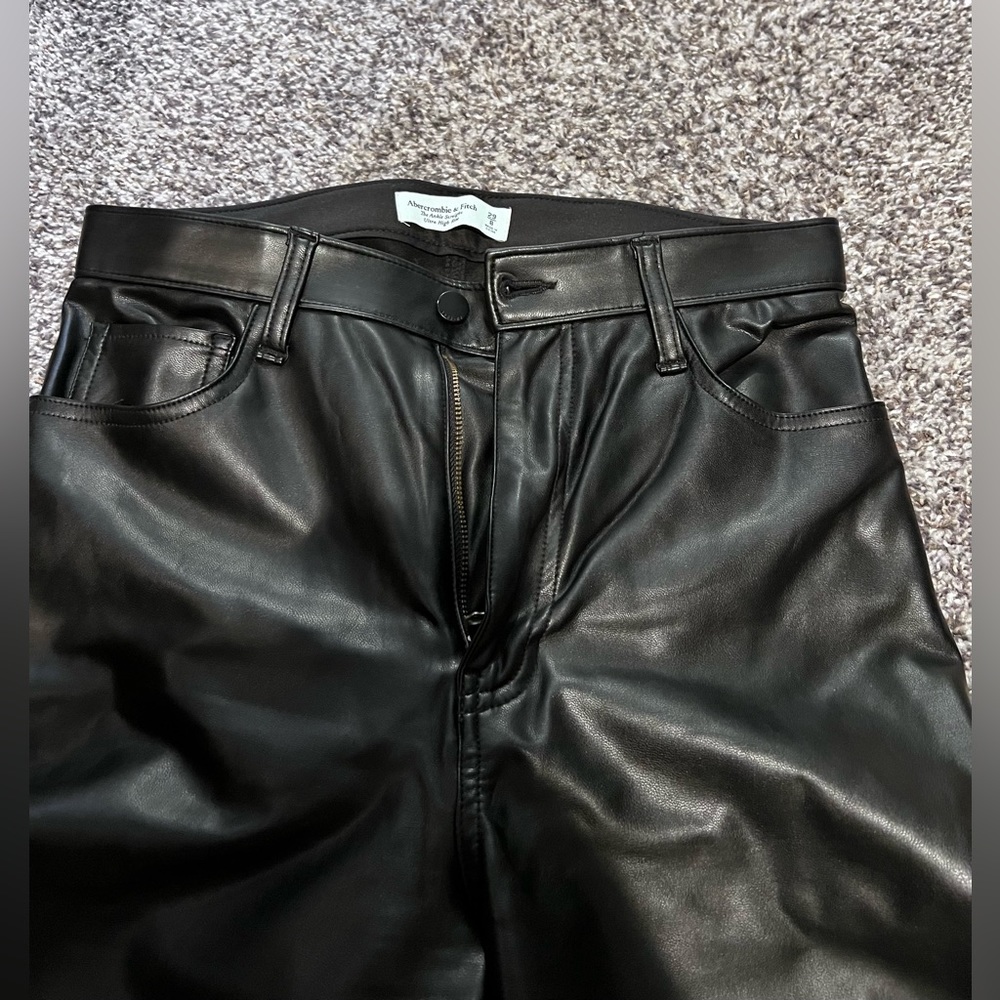 Abercrombie Vegan Leather Ankle Straight Pant